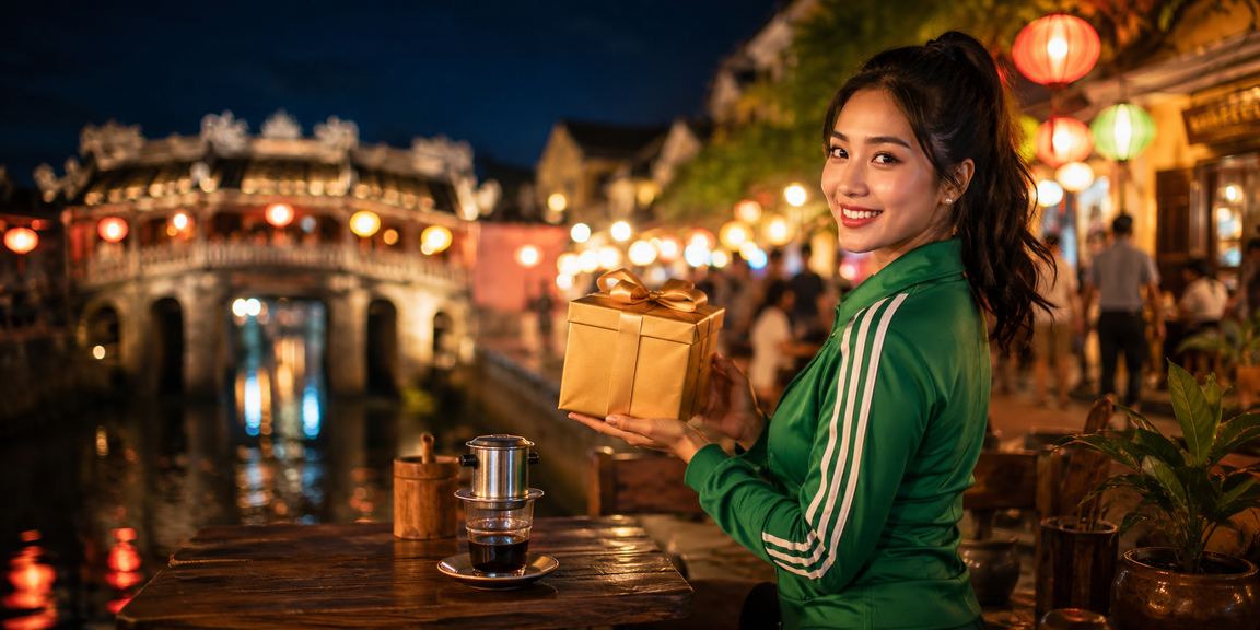 Khung cảnh xổ số truyền thống tại Hội An với ly cà phê đặc trưng